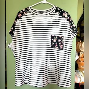 Floral/striped tee